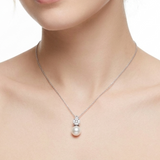 0.30 Carat Natural Diamond and Pearl Necklace