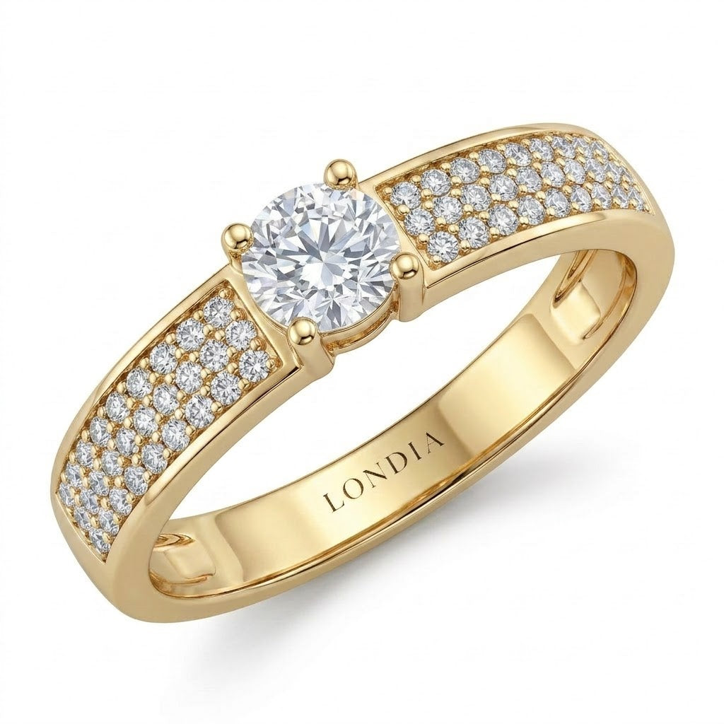 0.30 Ct. Natural Diamond Bold Design Ring, 14K Gold
