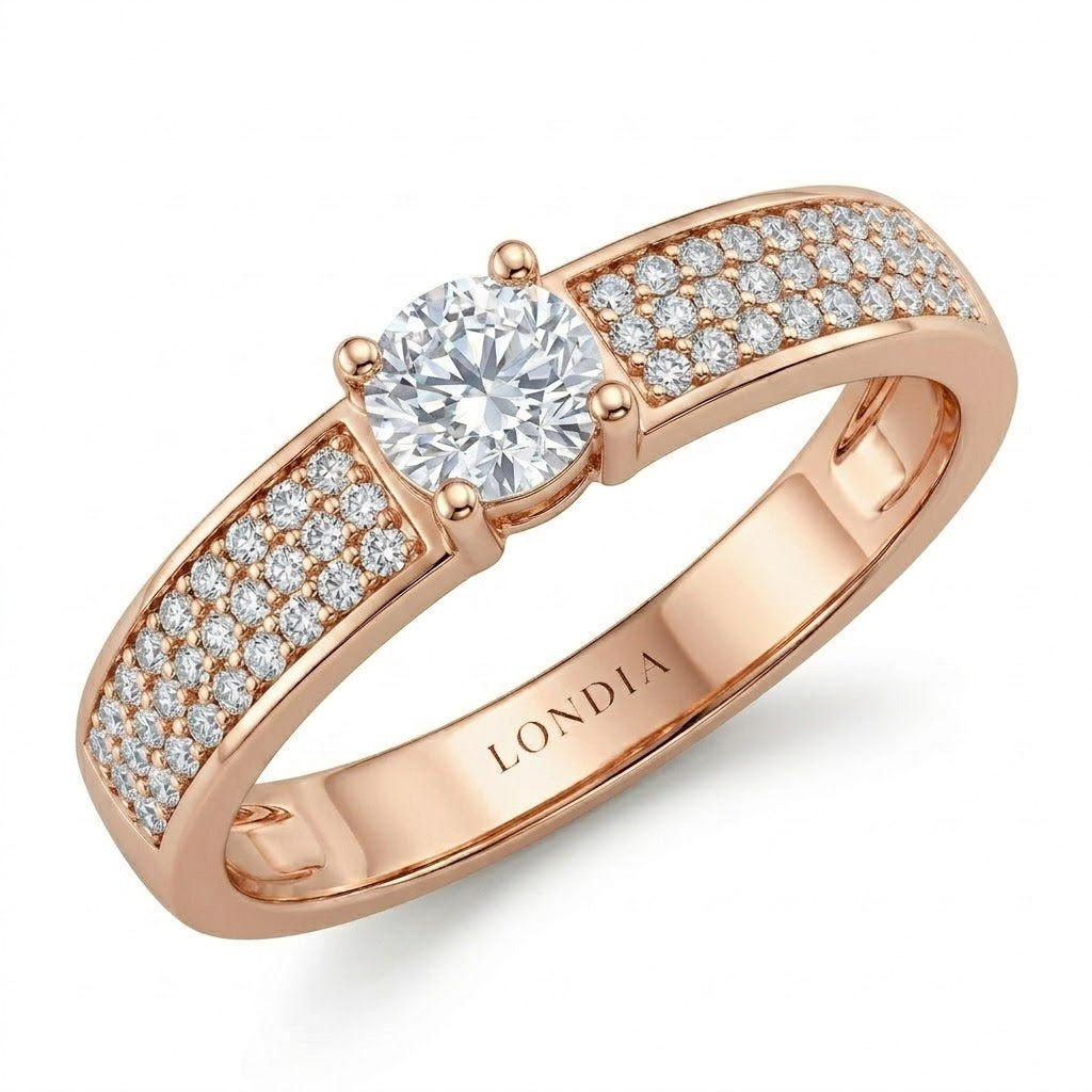 0.30 Ct. Natural Diamond Bold Design Ring, 14K Gold