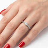 0.30 Ct. Natural Diamond Side-Stone Design Ring, 14K Gold