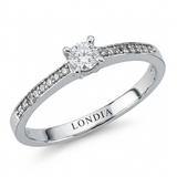 0.30 Ct. Natural Diamond Side-Stone Design Ring, 14K Gold