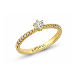 0.30 Ct. Natural Diamond Side-Stone Design Ring, 14K Gold