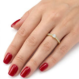 0.30 Ct. Natural Diamond Side Stone Design Ring, 14K Gold