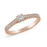 0.30 Ct. Natural Diamond Side Stone Design Ring, 14K Gold