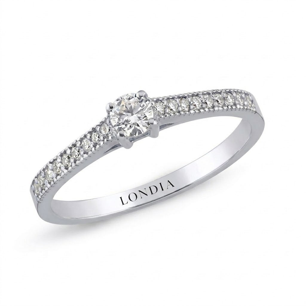 0.30 Ct. Natural Diamond Side Stone Design Ring, 14K Gold