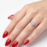 0.30 Ct Natural Diamond Halo Design Ring, 14K Gold