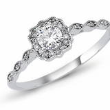 0.30 Ct Natural Diamond Halo Design Ring, 14K Gold