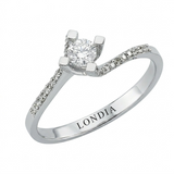 0.30 Ct Natural Diamond Side Stone Design Ring, 14K Gold
