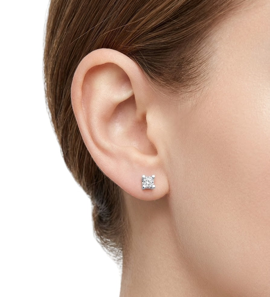 0.30 Carat F Color Natural Diamond Valentine Solitaire Earring