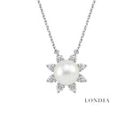 0.30 Carat Natural Diamond Design Pearl Necklace
