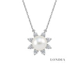 0.30 Carat Natural Diamond Design Pearl Necklace