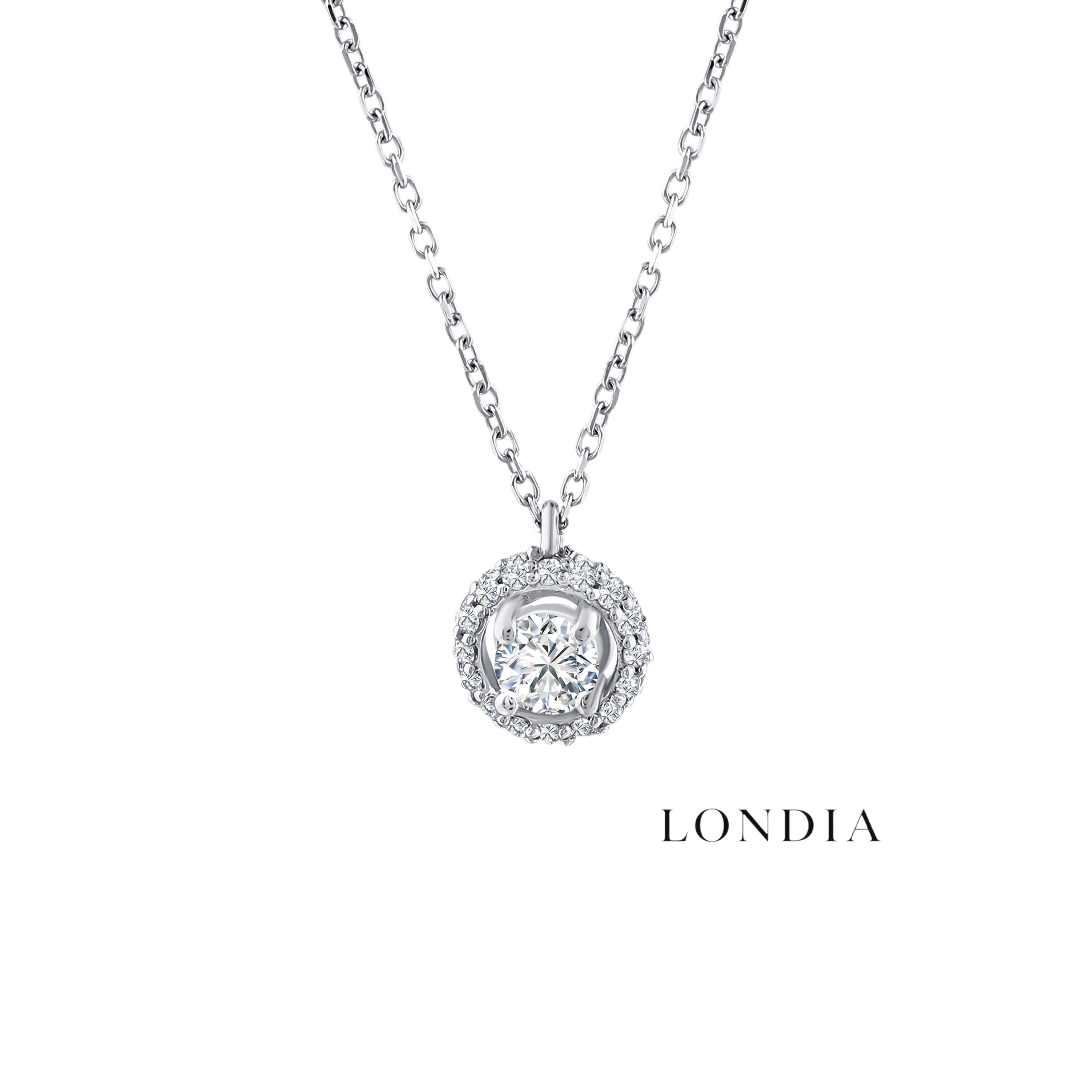 0.30 Carat Natural Diamond Embrace Halo Design Necklace