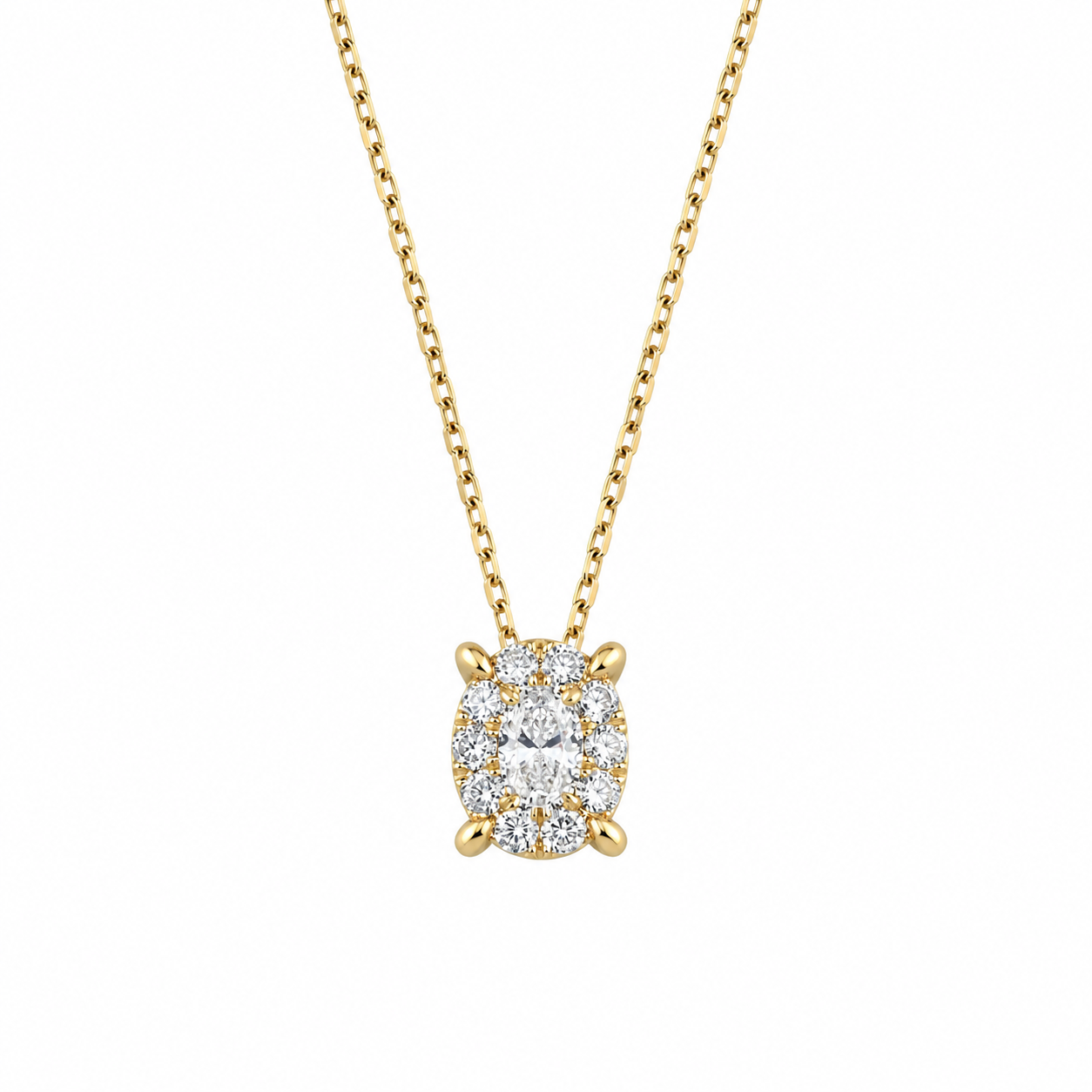 0.30 Carat Natural Diamond Magic Oval Necklace