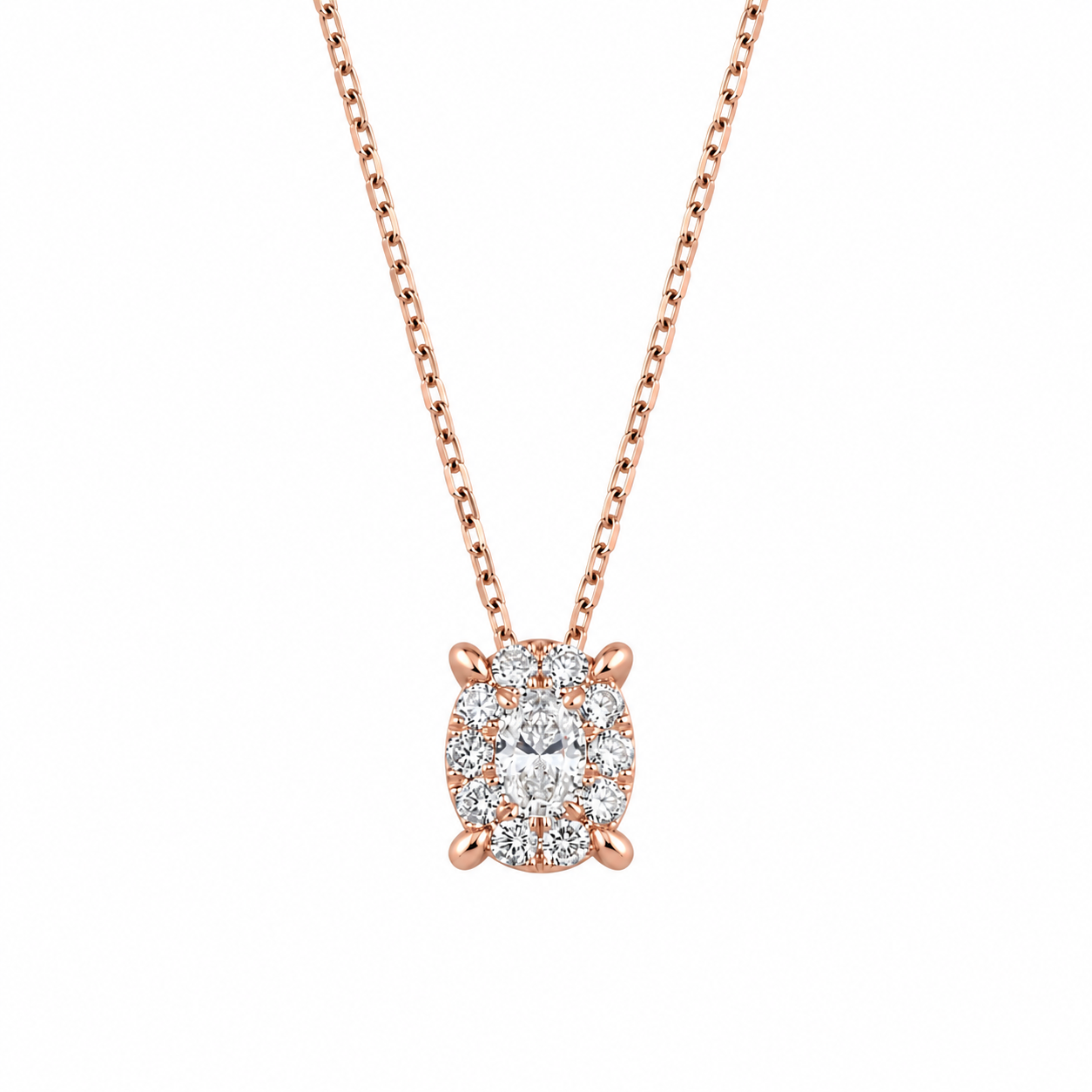 0.30 Carat Natural Diamond Magic Oval Necklace