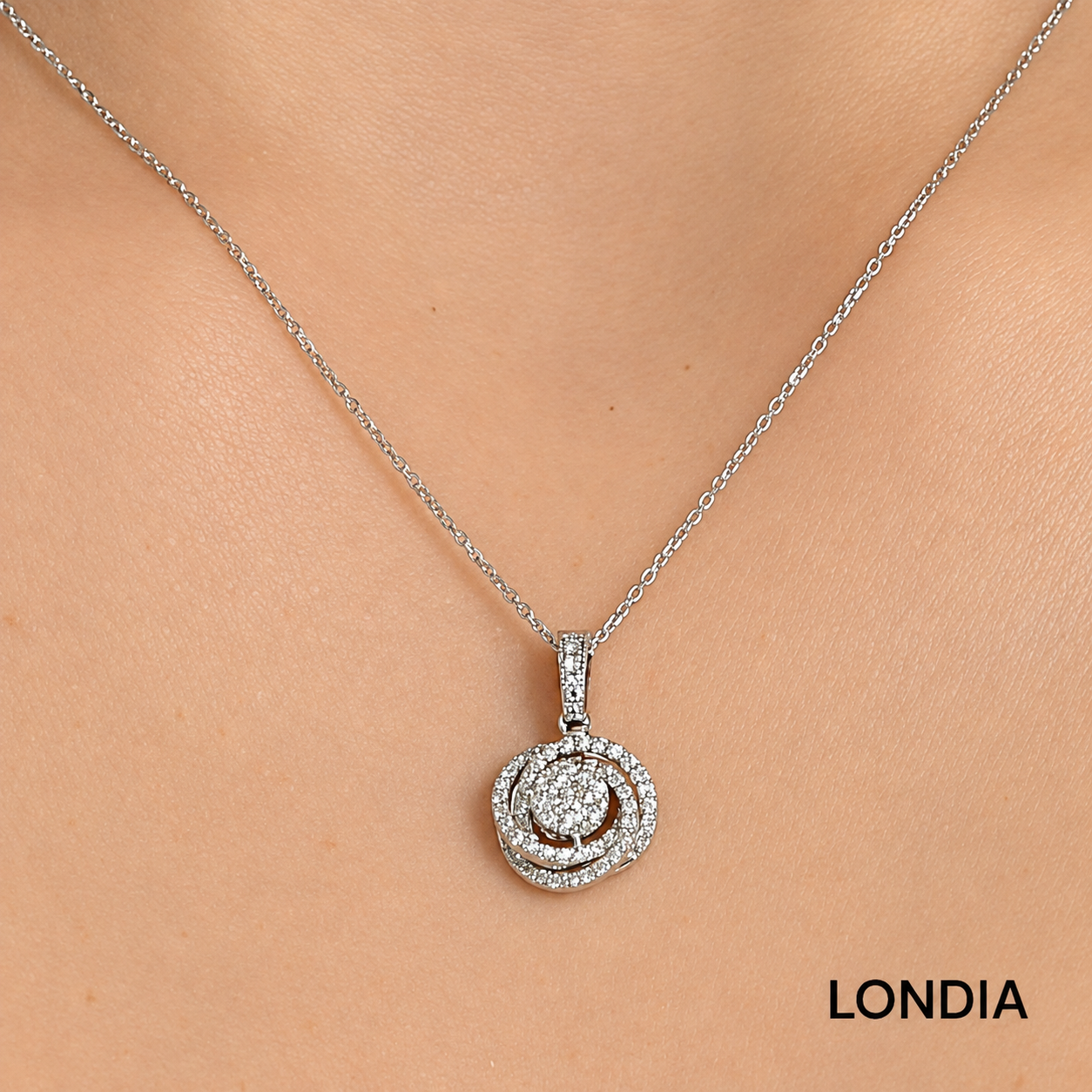0.30 Carat Natural Diamond Olympic Design Necklace