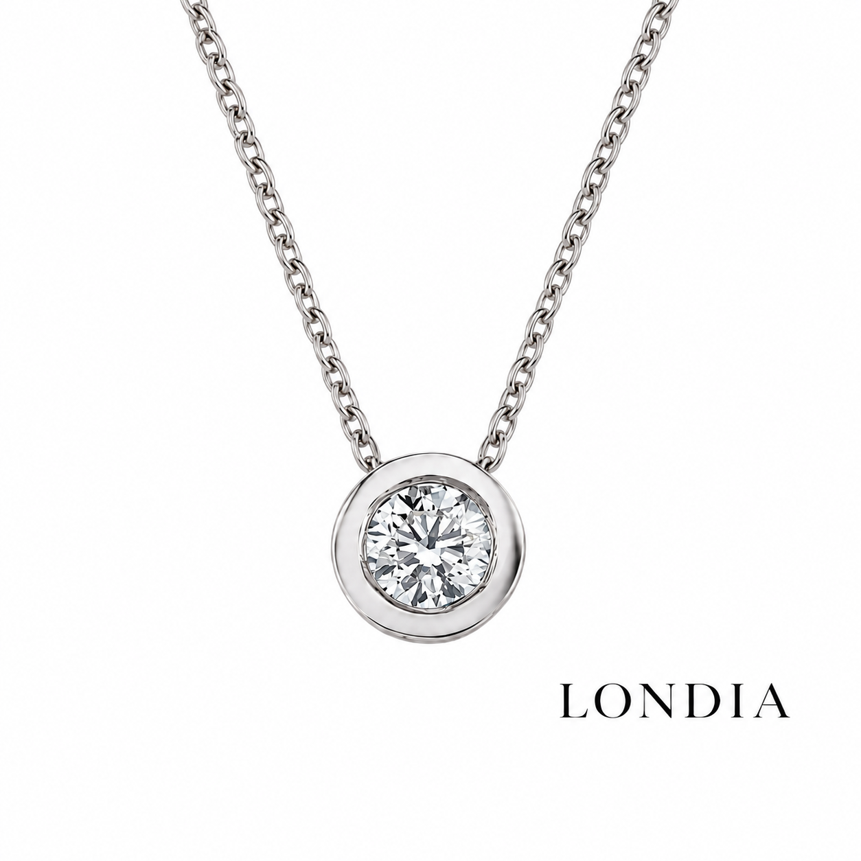 0.30 Carat Natural Diamond Pavé Design Solitaire Necklace