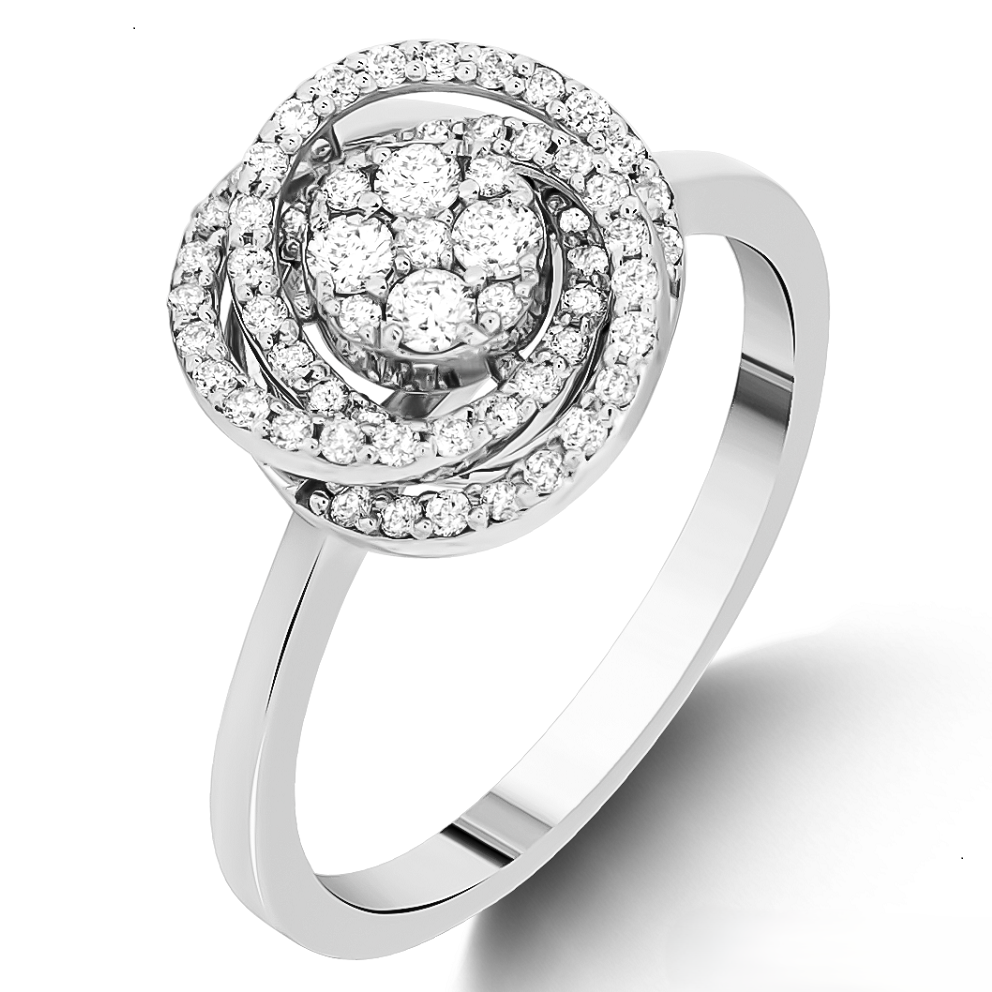 0.30 Ct. Diamond Olympic Design Statement Ring in 14K Gold