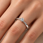 0.30 Ct. F Color HRD Certified Natural Diamond Amore Solitaire Ring