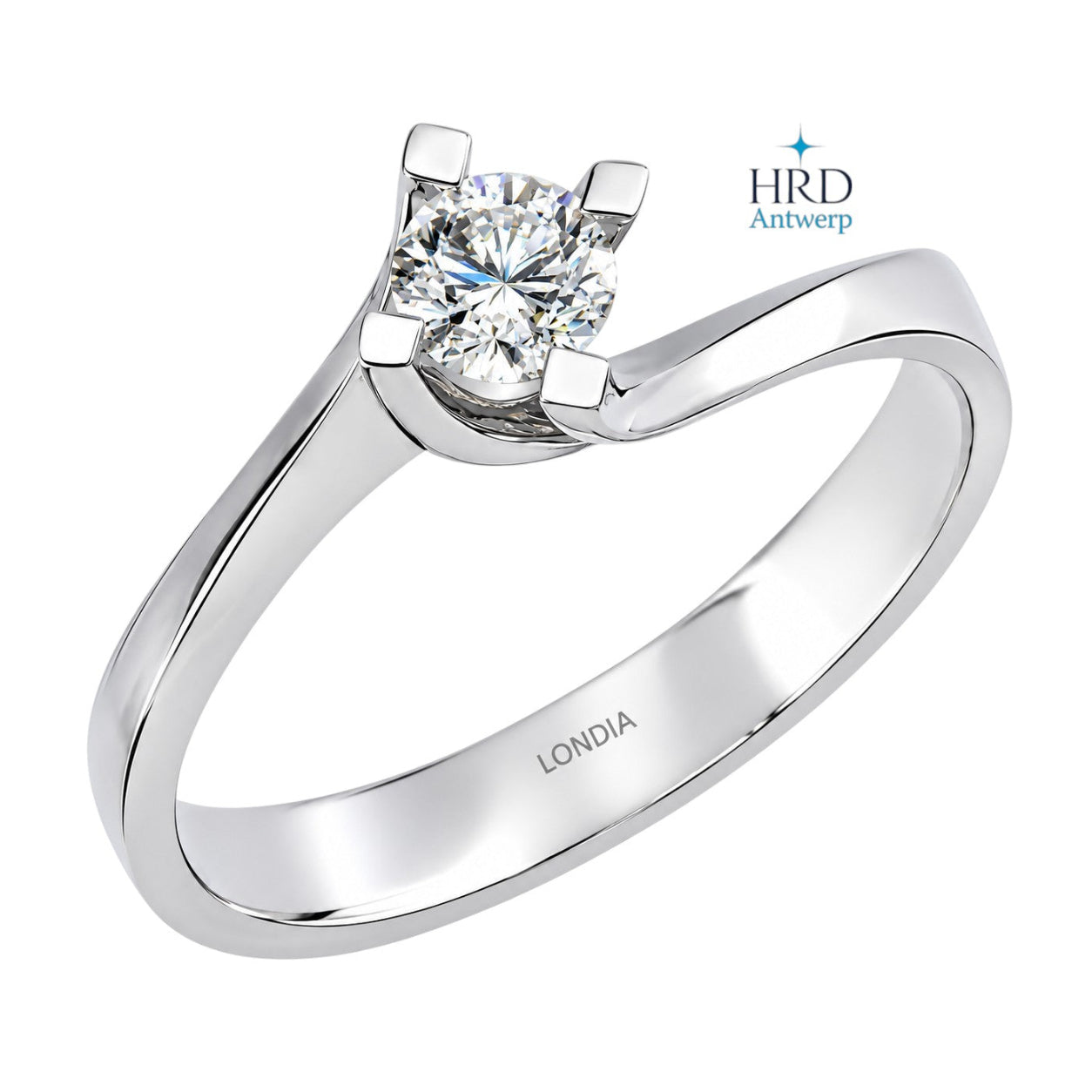 0.30 Ct. F Color HRD Certified Valentine Design Solitaire Ring