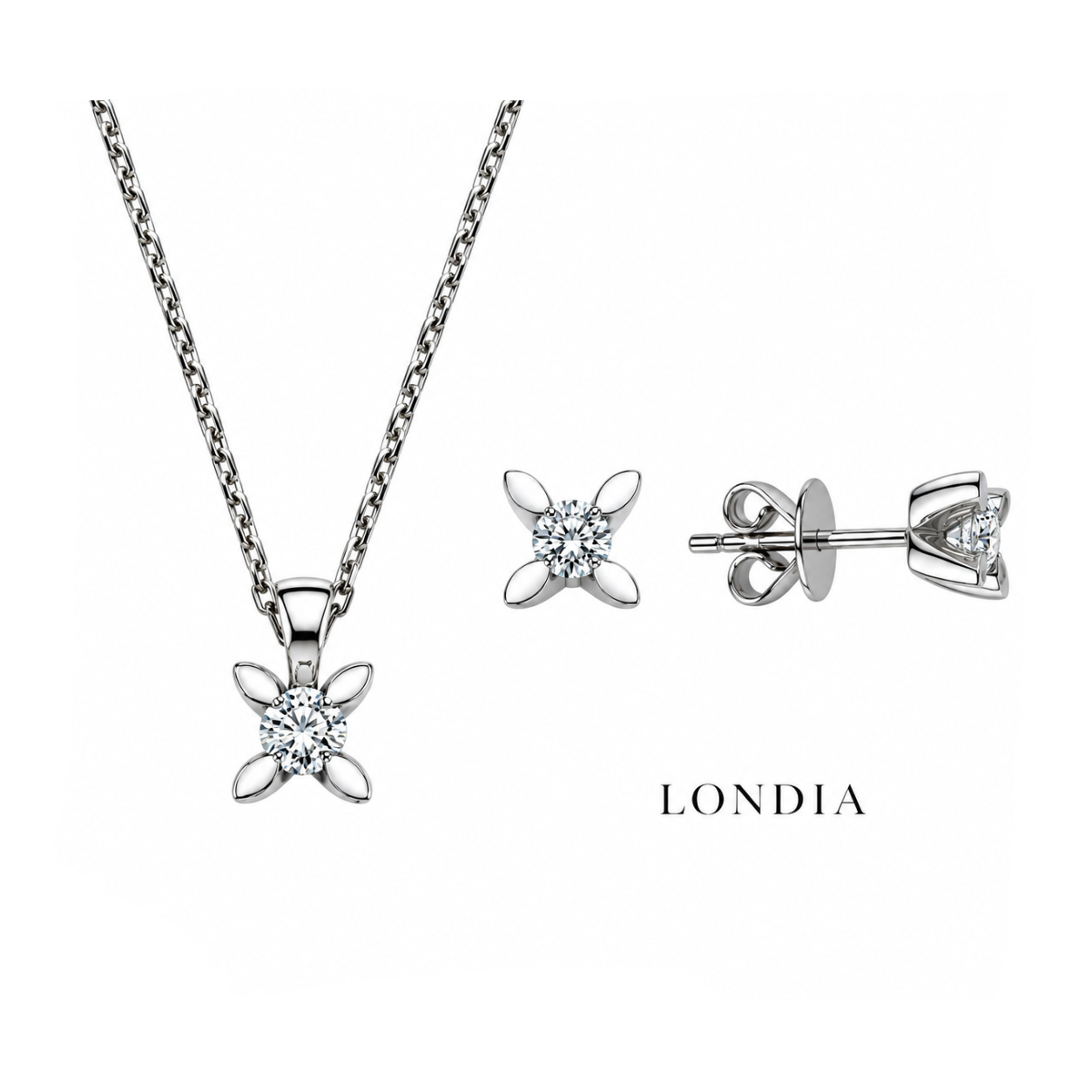 0.30 Ct. F Color Natural Diamond Butterfly Solitaire Set