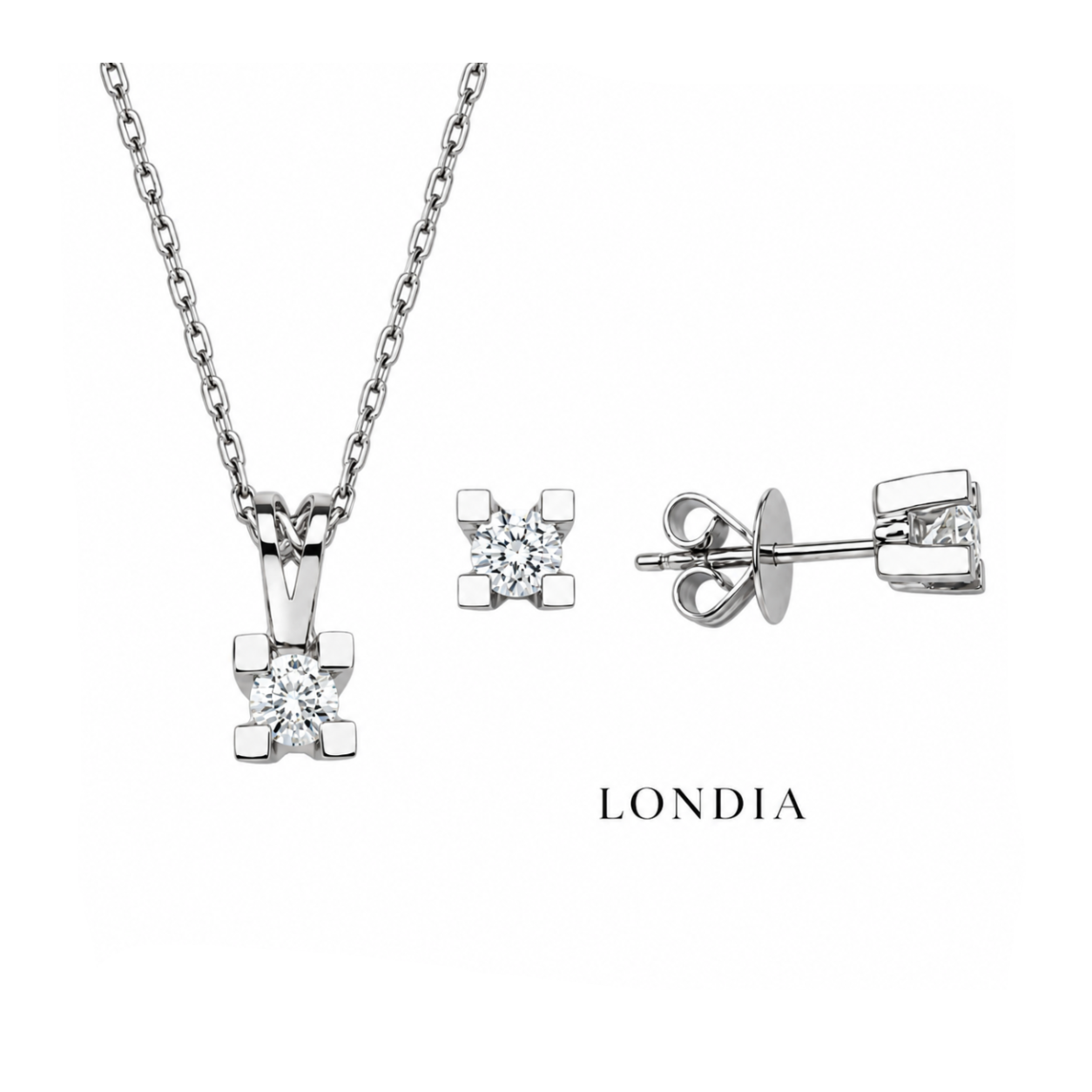 0.30 Ct. F Color Natural Diamond Valentine Solitaire Set