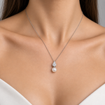 0.30 Ct. Natural Diamond Design Pearl Necklace