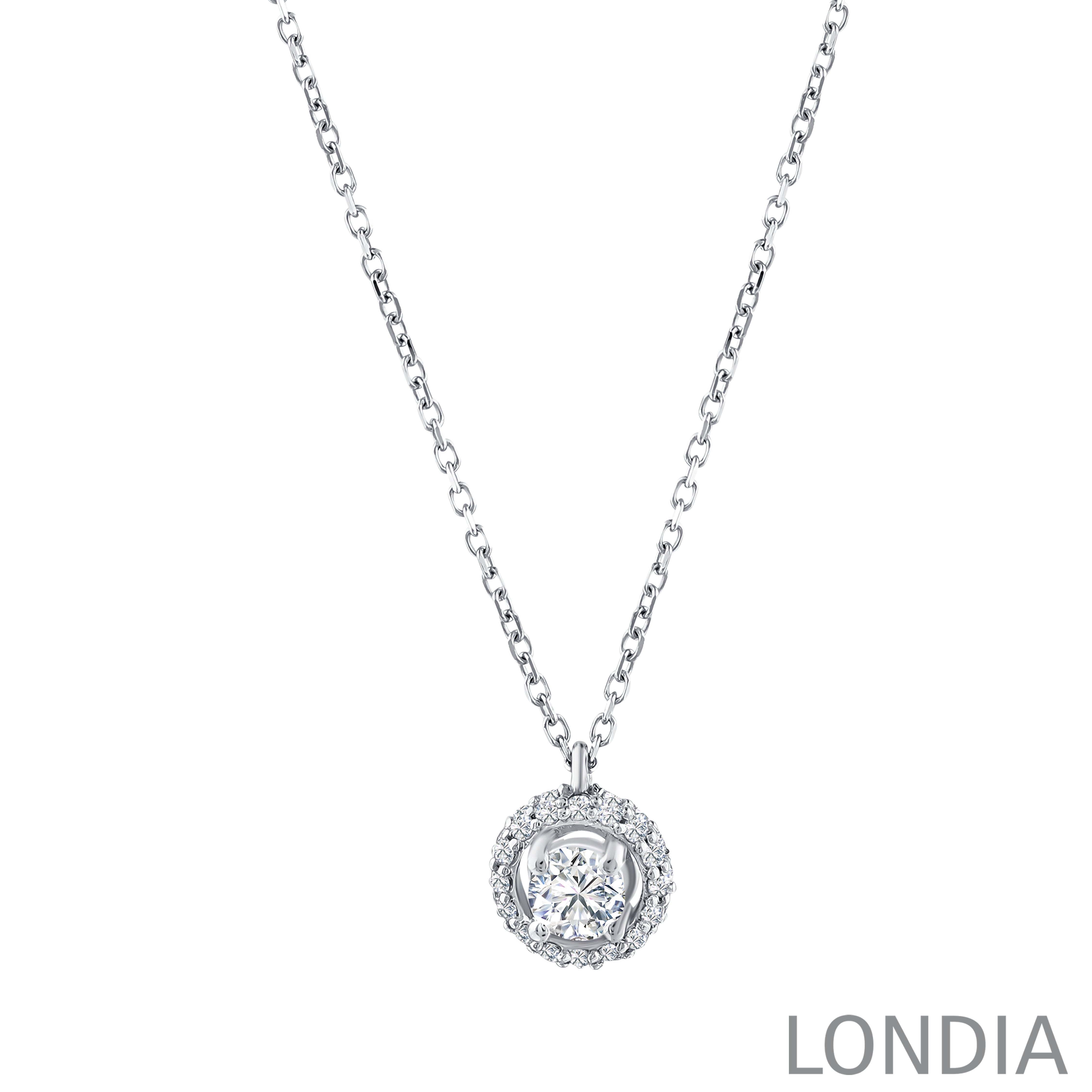 0.30 Ct. Natural Diamond Embrace Halo Design Necklace in 14K Gold