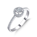 0.30 Ct. Natural Diamond Halo Design Side Stone Ring in 14K Gold