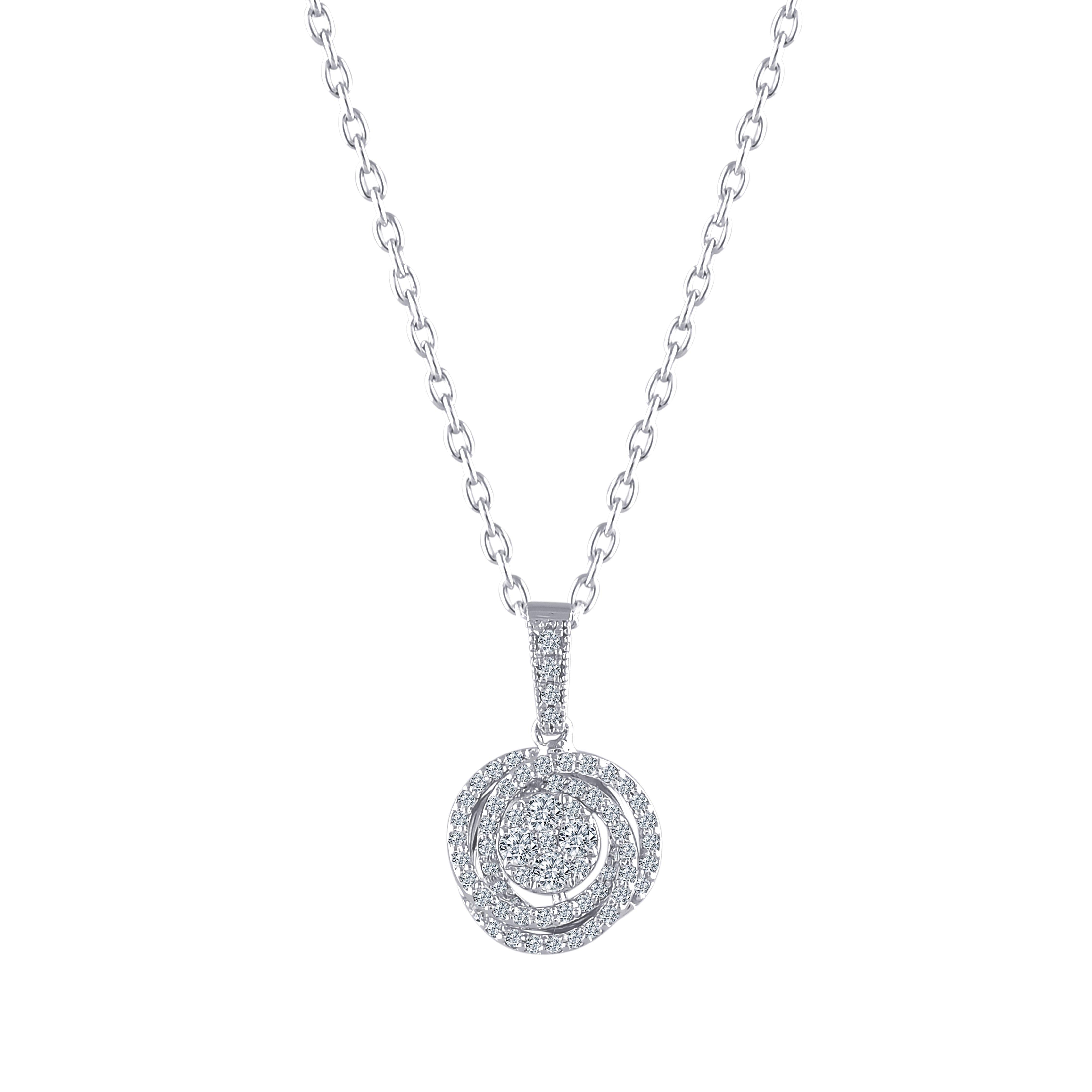 0.30 Ct. Natural Diamond Olympic Design Diamond Necklace in 14K Gold