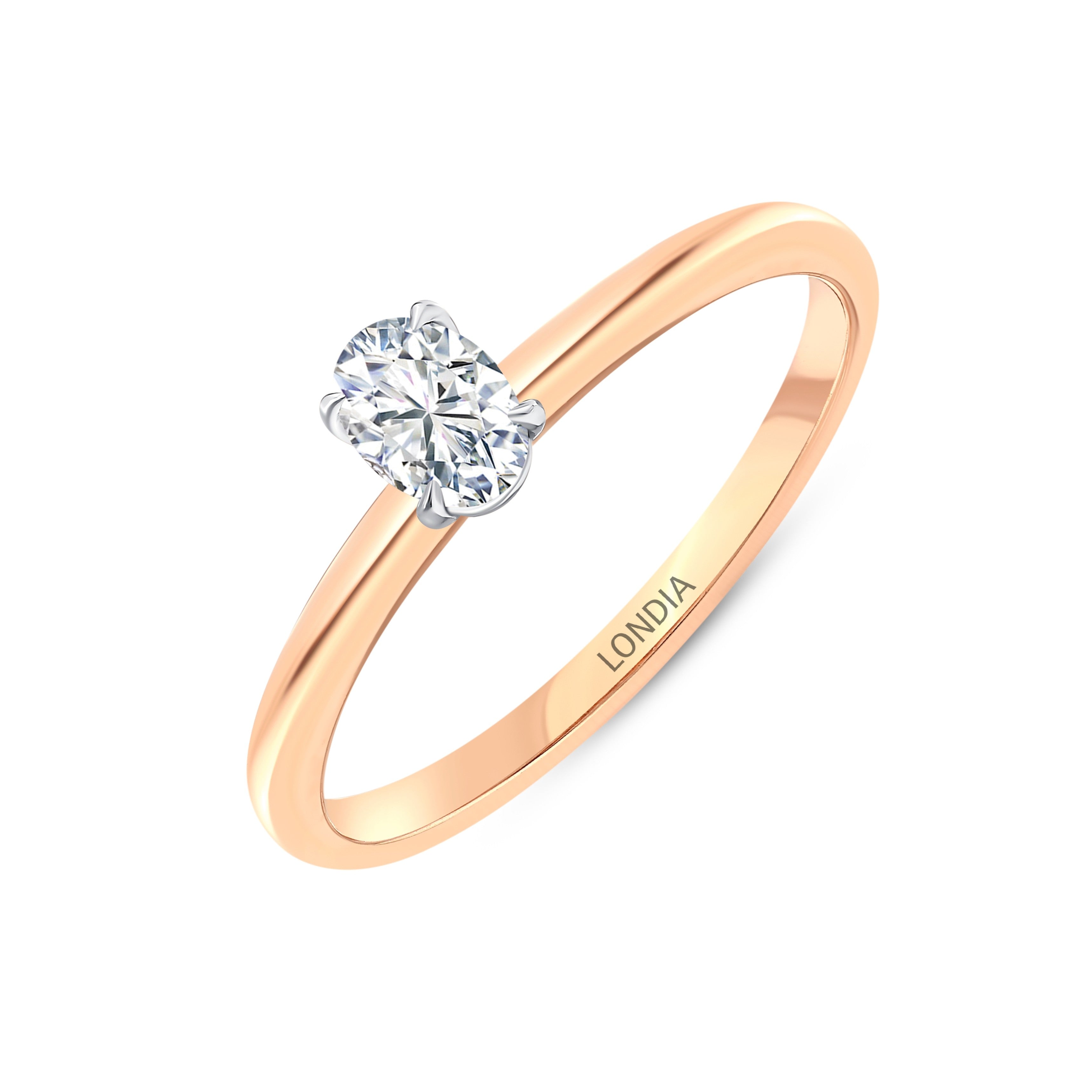 0.30 Ct. Natural Diamond Oval Solitaire ''Modern'' Ring in 14K Gold