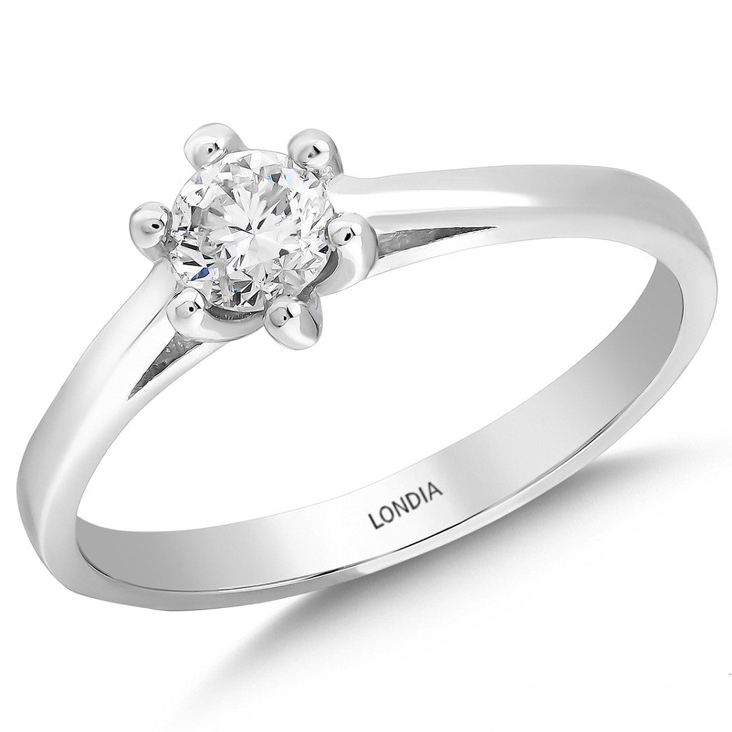 0.30 Ct. Natural Diamond Round Solitaire ''Hexagon'' Ring in 14K Gold