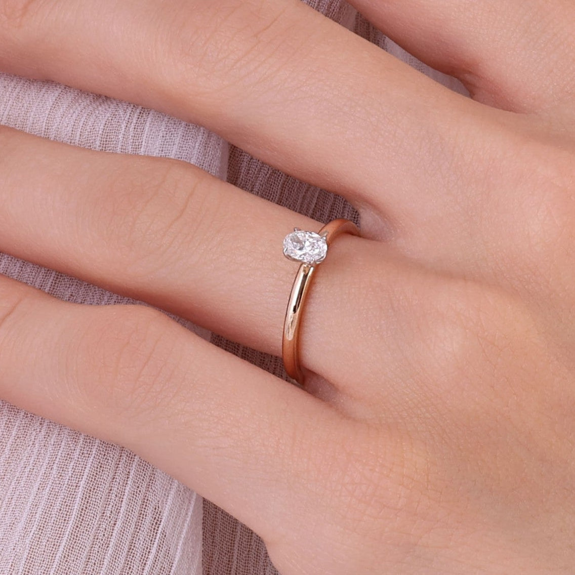 0.30 Ct. Natural Oval Diamond Solitaire Ring