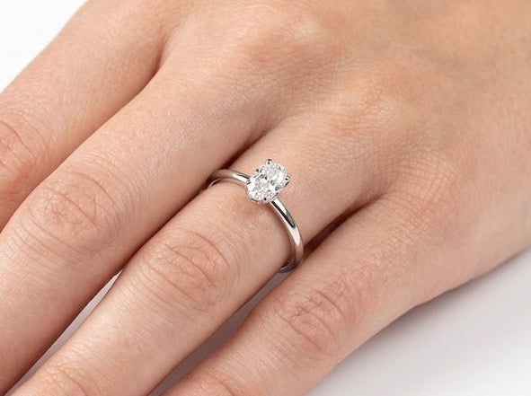 0.30 Ct. Natural Oval Diamond Solitaire Ring