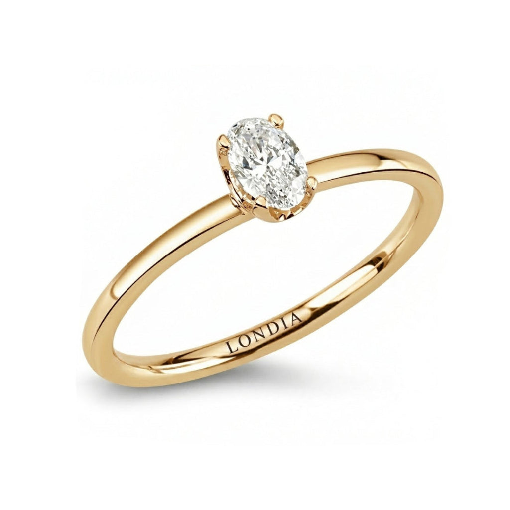 0.30 Ct. Natural Oval Diamond Solitaire Ring