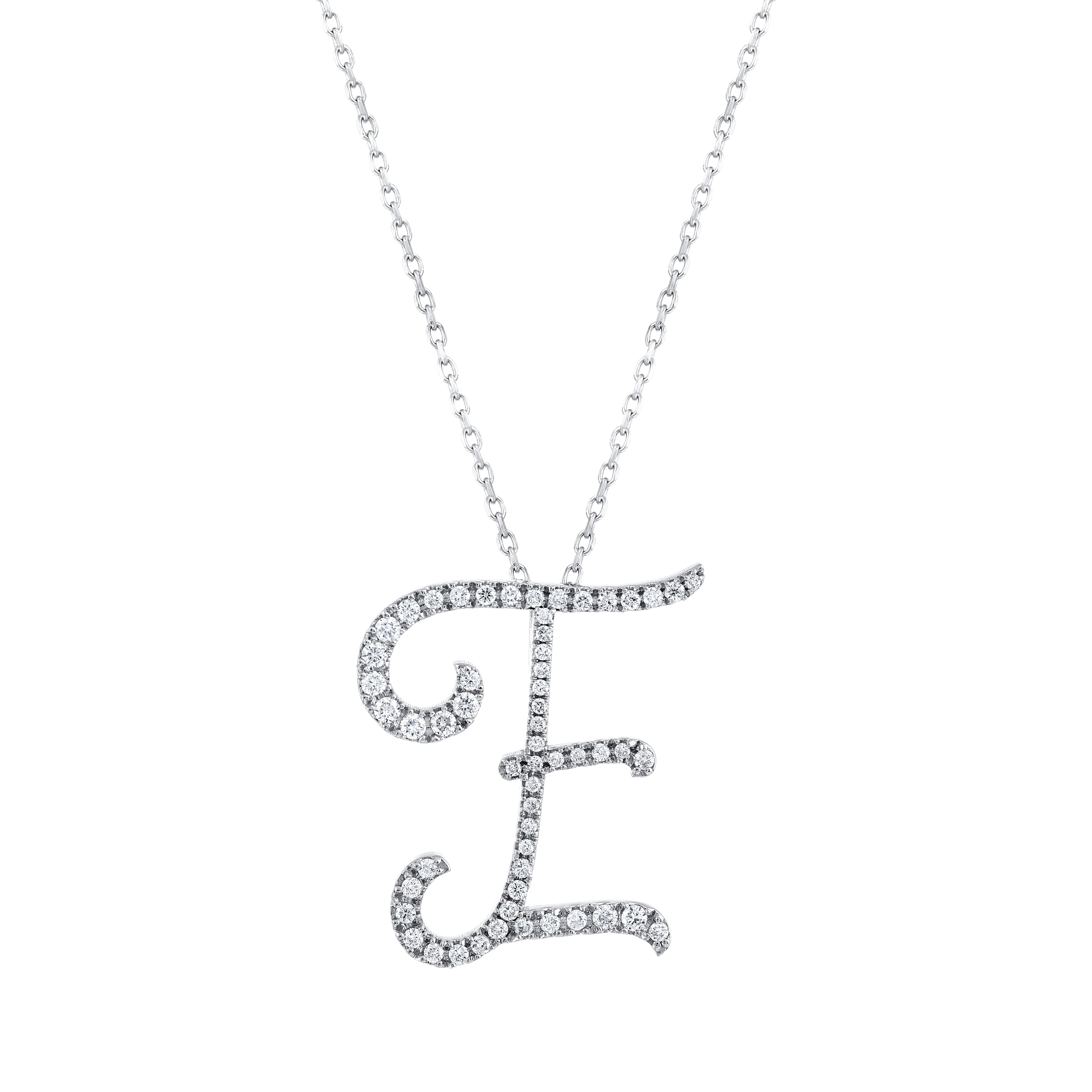 0.30 ct. Diamond E Initial Design Necklace 14K Fine Gold