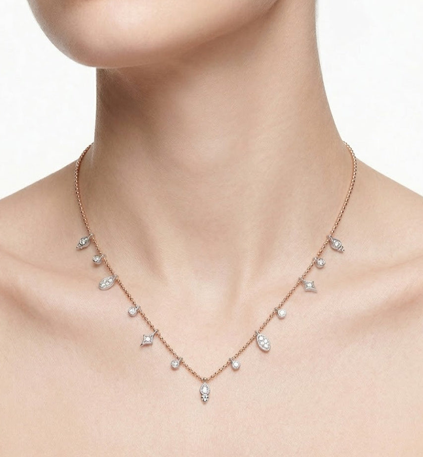 0.35 Carat Londia Dancing Diamond Necklace in 14K Solid Gold