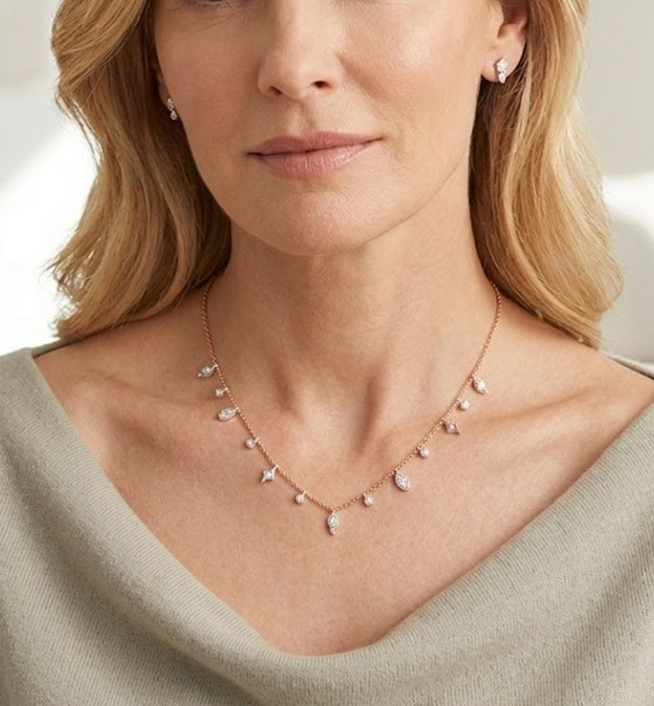 0.35 Carat Londia Dancing Diamond Necklace in 14K Solid Gold