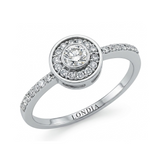 0.35 Carat Natural Diamond Halo Design Ring with Side Stones, 14K Gold
