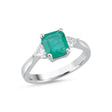 0.35 Carat Natural Diamond & 1.45 Carat Natural Emerald Ring | LONDIA