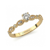 0.35 Carat Natural Round Cut Diamond Vintage Design Ring, 14K Gold