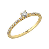 0.35 Ct. Natural Diamond Side-Stone Design Ring, 14K Gold