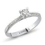 0.35 Ct. Natural Diamond Side-Stone Design Ring, 14K Gold