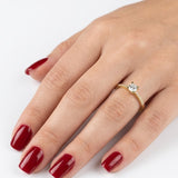 0.35 Ct. Natural Diamond Side-Stone Design Ring, 14K Gold
