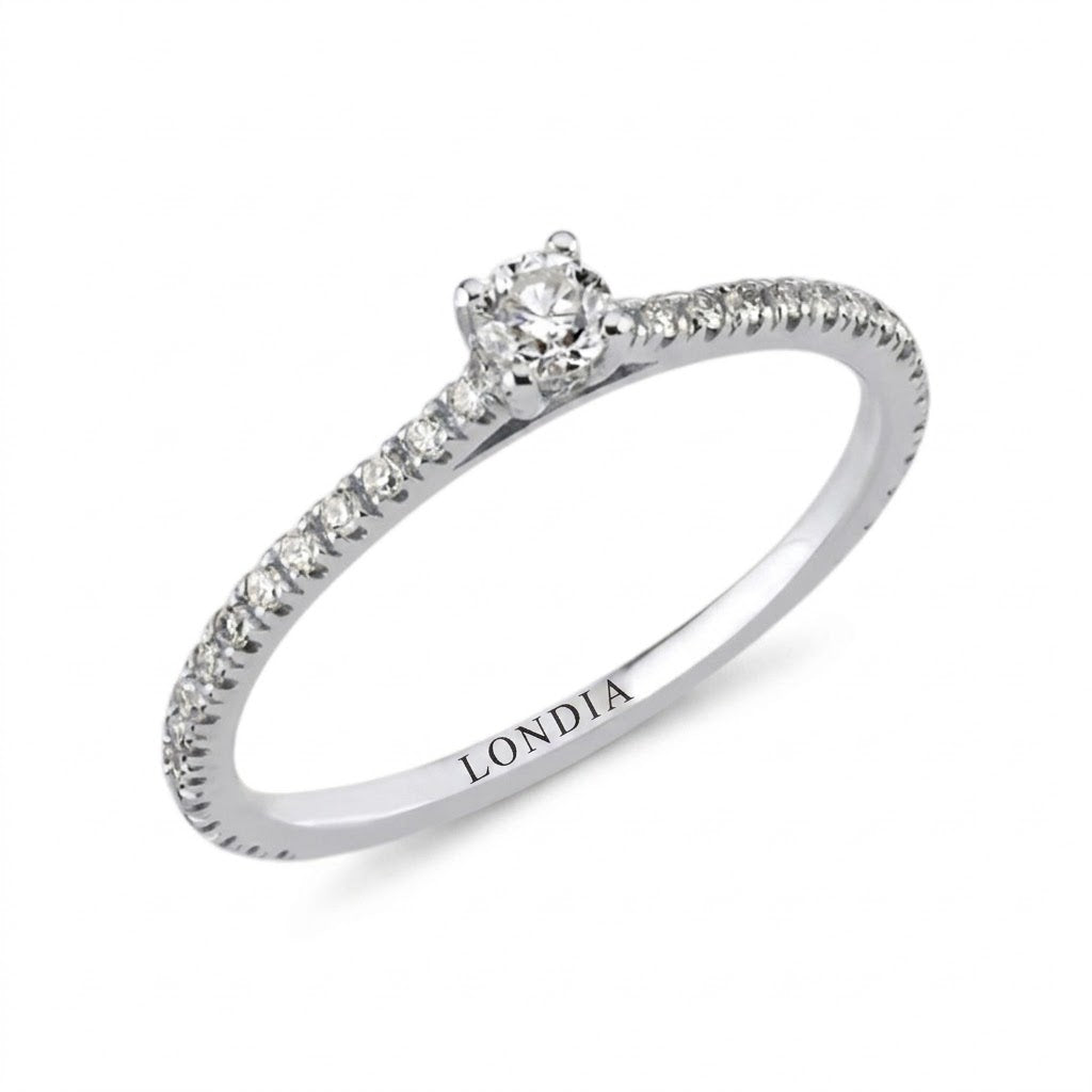 0.35 Ct. Natural Diamond Side-Stone Design Ring, 14K Gold