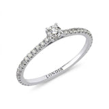 0.35 Ct. Natural Diamond Side-Stone Design Ring, 14K Gold
