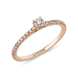 0.35 Ct. Natural Diamond Side-Stone Design Ring, 14K Gold