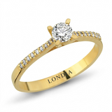 0.35 Ct. Natural Diamond Side-Stone Design Ring, 14K Gold