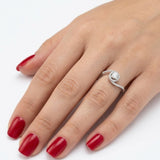 0.35 Ct Natural Diamond Halo Design Ring, 14K Gold