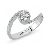 0.35 Ct Natural Diamond Halo Design Ring, 14K Gold