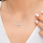 0.35 Carat Natural Diamond Chalice Design Cross Necklace 